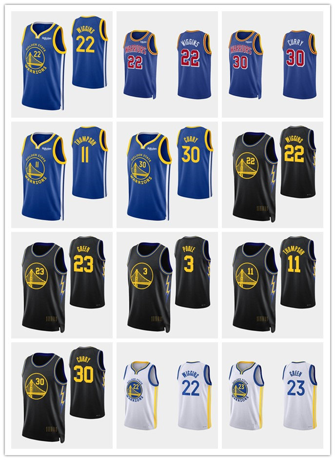 

Golden State''Warriors''MEN Klay Andrew Wiggins Poole #3 Draymond Green #23 Stephen Curry Thompson 2021-22 75th Anniversary Final basketball Jersey