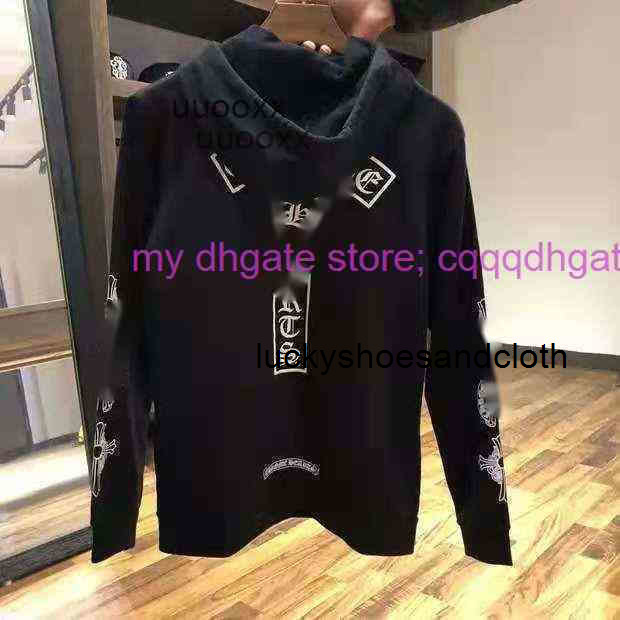 

hoodies men' trend chrome//heart hooded Spring and autumn new zipper coat horseshoe Sanskrit cross print wo loose sweater couple' wear 6HRM, Style 8: black