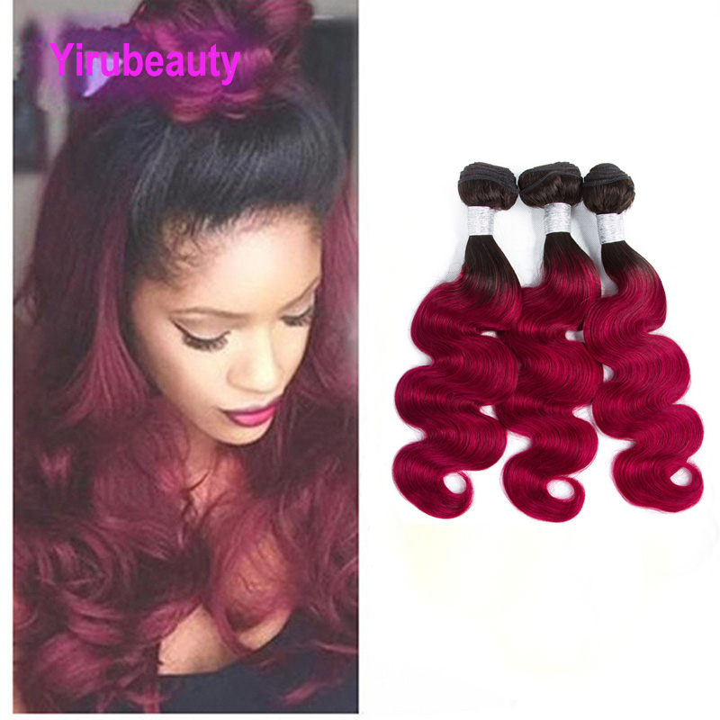 

Malaysian Brazilian Human Virgin Hair Extensions 1B/99J Body Wave 3 Bundles Indian Double Wefts Two Tone Color
