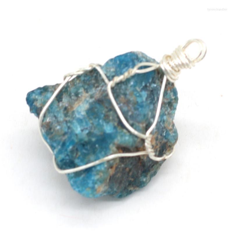 

Pendant Necklaces Wholesale10PCS Natural GemStone White Blue Crystal Buds Winding Silver Wire Making Fashion Necklace Earring Jewelry GiftPe