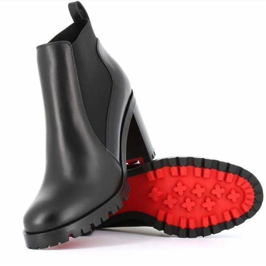 

Popular Trendy Lug Sole Marchacroche High Heels Red Bottoms Boots Women's Black Calf & Leather Ankle Boot Winter Famous Party257x