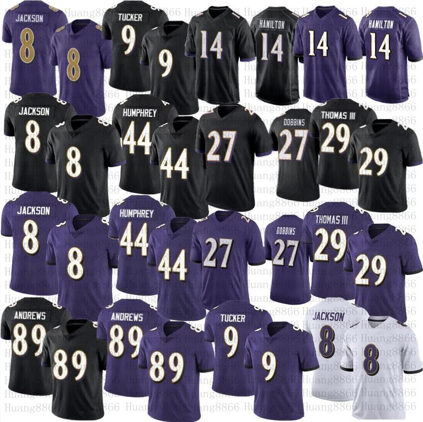 

Mens Women Youth 8 Lamar Jackson Football Jerseys 14 Kyle Hamilton 44 Marlon Humphrey 9 Justin Tucker 27 J.K. Dobbins 89 Mark Andrews jersey, As