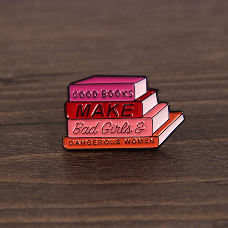 

Cartoon Book Enamel Pin Badge On Backpack Funny Brooch Pins For Clothes Broche ForSchoolbag Gift, As picture