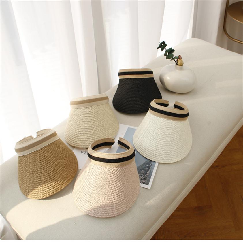 

Visors Sun No roof hat online raffia outdoor sandy shore beach Adjustable size comfortable263m, Ivory