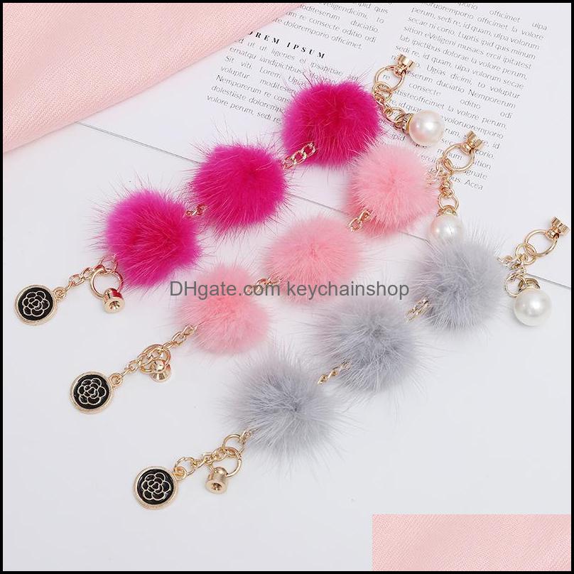 

Key Rings Jewelry Custom Chains New Winter Mink Fur Bracelet Diy Mobile Phone Shell Accessories Plum Blossom Pendant Screw Buckle Dhvxf
