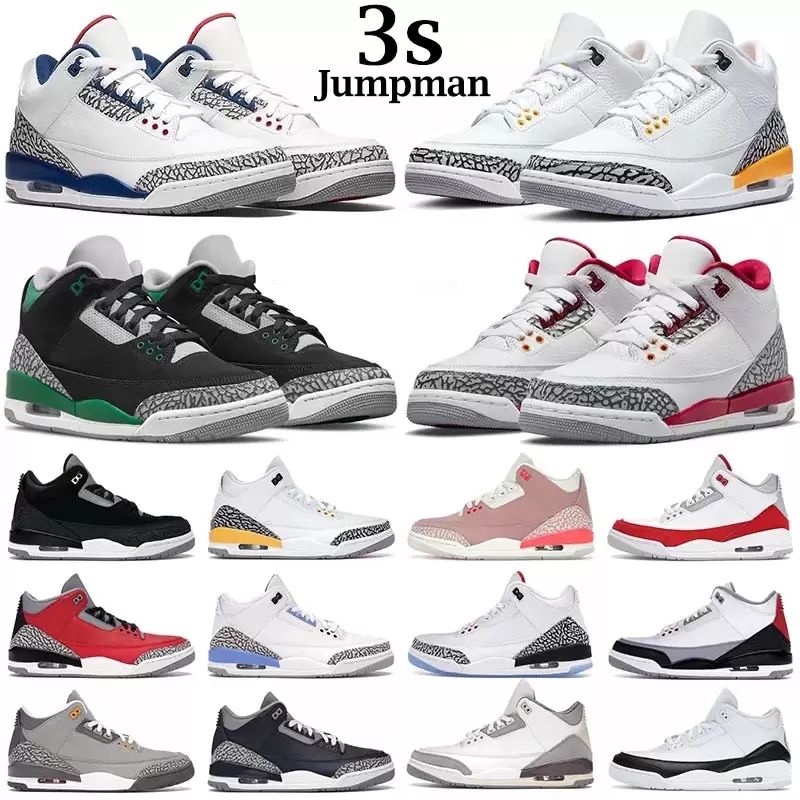 

Jumpman 3 Men Basketball Shoes Camo Mens Cardinal Red UNC Pine Green Racer Blue Georgetown White Black Cement Maniere Trainers Sneakers 40-47, With original box