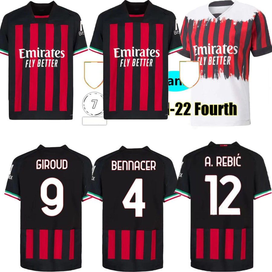 

22 23 IBRAHIMOVIC Soccer Jerseys 19 Champions fans player 2022 2023 GIROUD TONALI FLORENZI THEO R.LEAO BENNACER REBIC ROMAGNOLI Men Kids Kits sock sets football shirt, Black