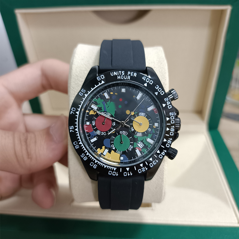 

Montre De Luxe watches Men's watch 40mm watch calendar alloy folding buckle rubber strap rotatable case designer Wristwatches With box Ultralong endurance quartz