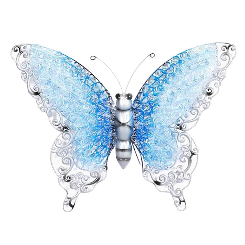 

Decorative Objects & Figurines 3D Simulation Butterfly Home Decoration Silver Wall Decorations With Blue Wing Scale Ornaments