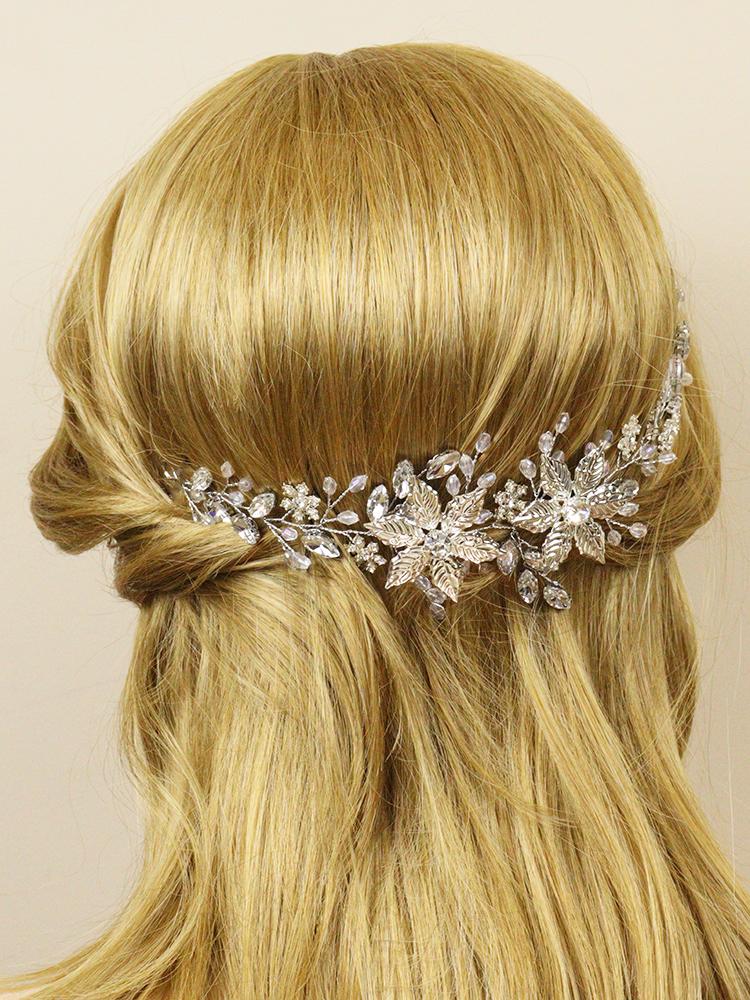 

Headpieces Trendy Silver Wedding Hair Accessories Crystal Snowflake Prom Head Jewelry Handmade Rhinestones Bride Headdress Bridal Diadem