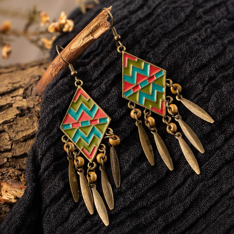 

Dangle & Chandelier Vintage Ethnic Round Beads Drop Earrings Hanging For Women Female Fashion Anniversary Party Jewelry Ornaments Accessorie