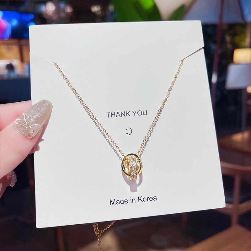 

Pendant Necklaces Fashion Luxury Shiny Round Stainless Steel Necklace For Women Zirconia Choker Female Jewelry GiftsPendant