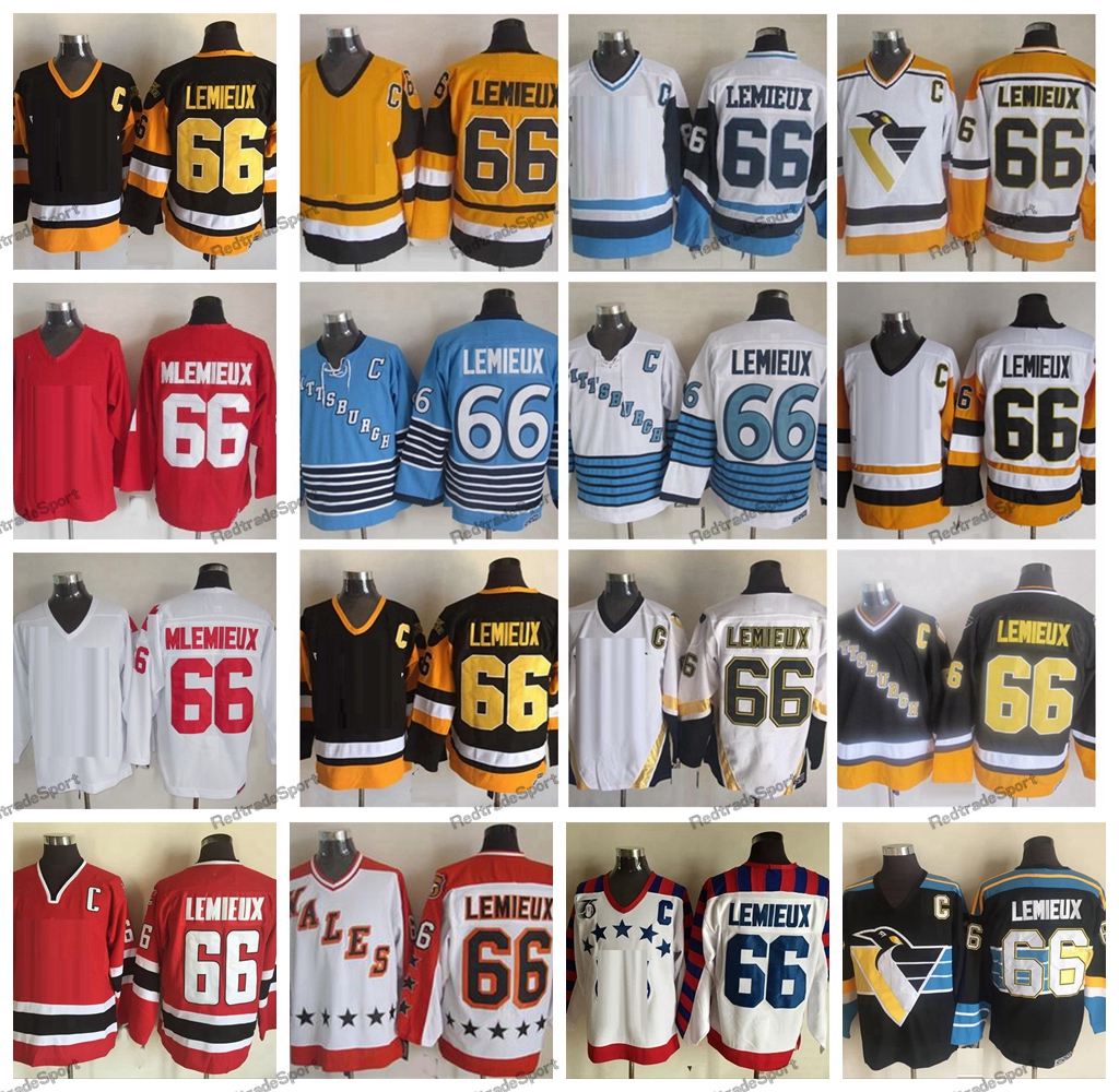 

Vintage 66 Lemieux Hockey Jerseys Black 75th Blue 1991 Nation Team Retro CCM Red Stitched Shirts Wales Jersey Mens M-XXXL, Like pics