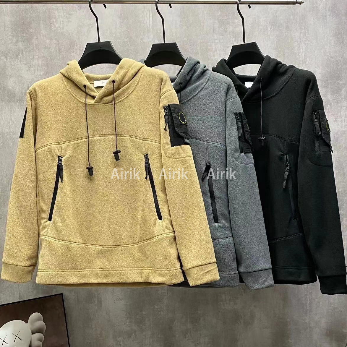 

Famous Designer Sweater Hip Hop Stone hood hoodie Street Loose Fit Long Sleeve Pullover Autumn Winter Printing tech fleeces Sweatshirts Island tracksuit hoodies, Khaki