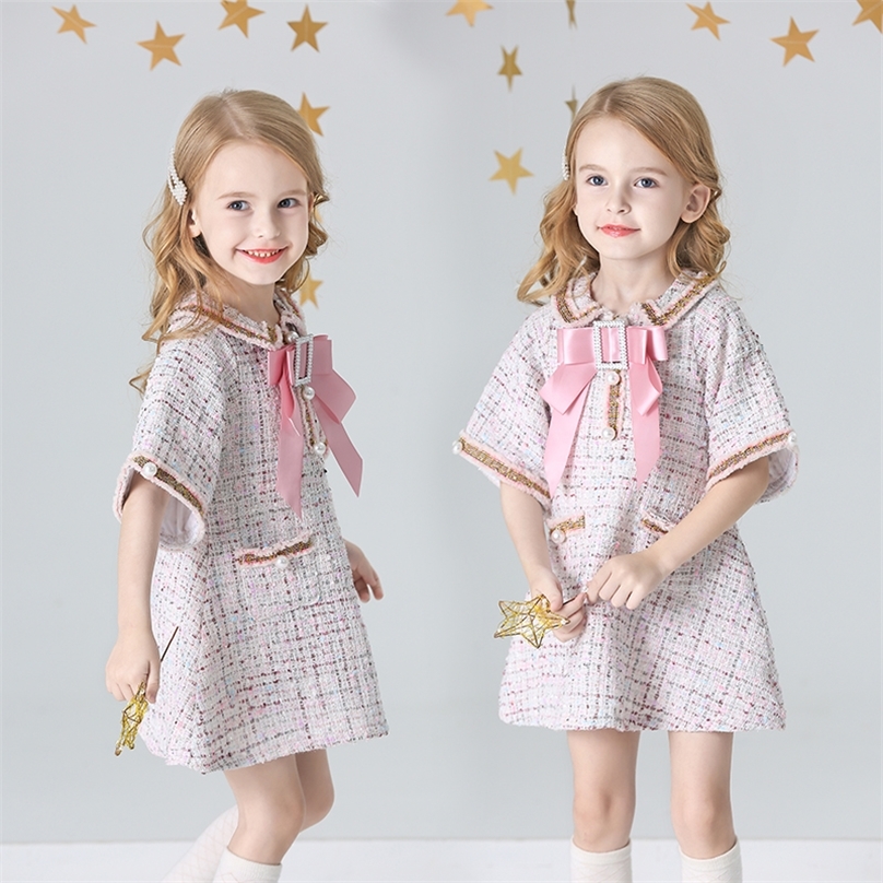 Filles Automne Robe D'hiver À Carreaux Solide Coton Lin Fête De Noël Casual Enfants Vêtements 26Y Toddler Enfants Bébé Robes Vêtements 220618
