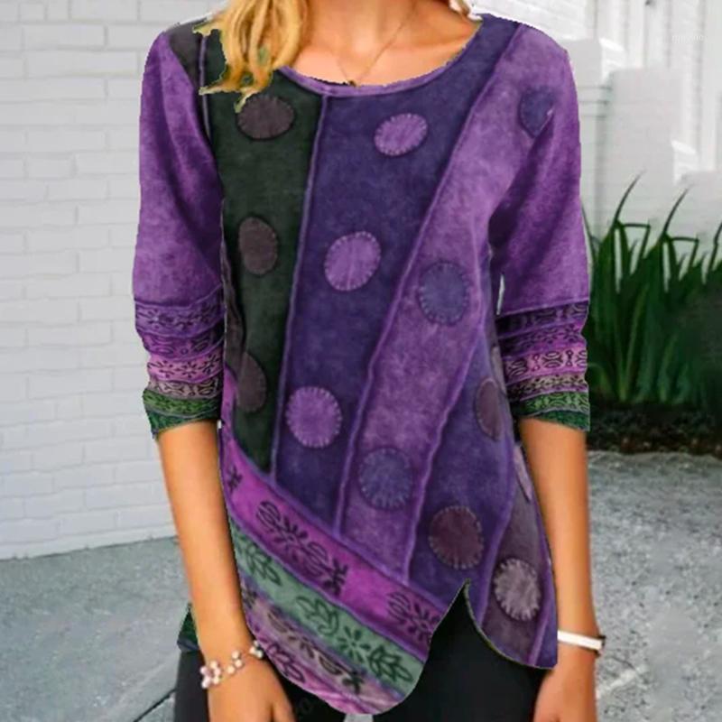 

Clothing Women' Stitching Printing Multicolor Tops Ladies Long-Sleeved Casual T-Shirt Female Aesthetic Top Clothes, Red