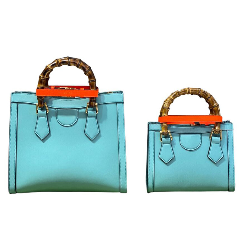 

Top Quality Designer luxury bag woody tote bag Shoulder Bags Woman Fashion Handbags Genuine Leather Bamboo Lady handbag large capacity Travel Shopping practical, Blue
