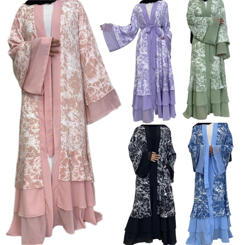 

Ethnic Clothing Vintage Print Muslim Abaya Islamic Maxi Robe Eid Ramadan Women Long Dress Open Kimono Middle East Dubai Jilbab Arabic GownEt
