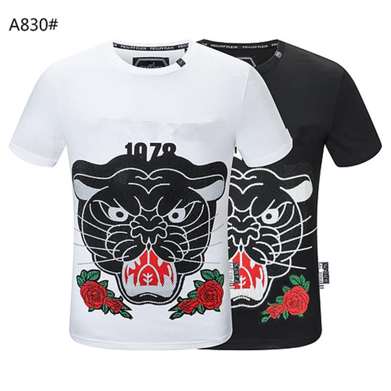 

NEW Phillip Plain Men designer PP Skull Diamond t shirt Short sleeve Dollar Brown bear Brand tee O-Neck high Quality S rTa PHILIPPs PLEINs, A836