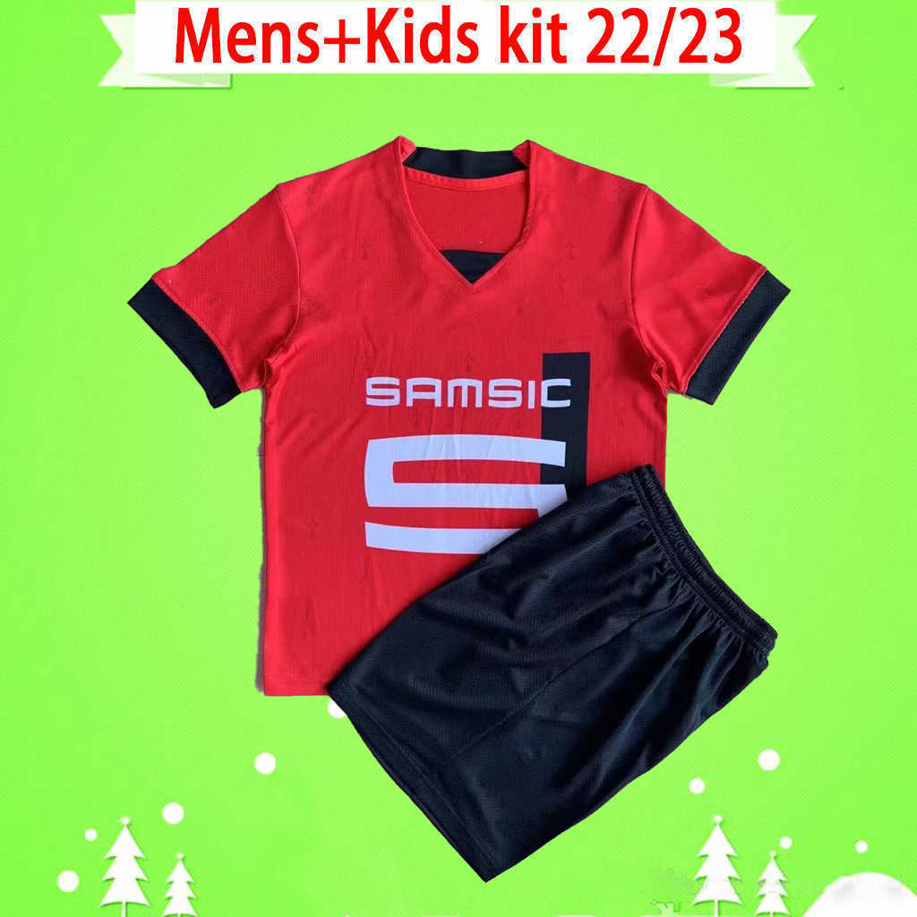 Kit pour hommes et enfants Stade Rennais 2022 2023 Soccer Jersey Rennes Shirts Boys Set Child Santamaria Bade 22 23 CAMAVinga Bourigeaud niang ad
