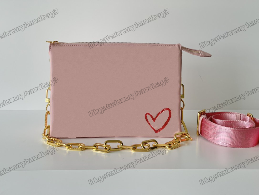 

Coussin PM MM Chain Bag Monograms Embossed Heart-shaped Puffy Lambskin Designers Handbag Womens Luxurys Wallet Hobo Cross Body, Color 1#