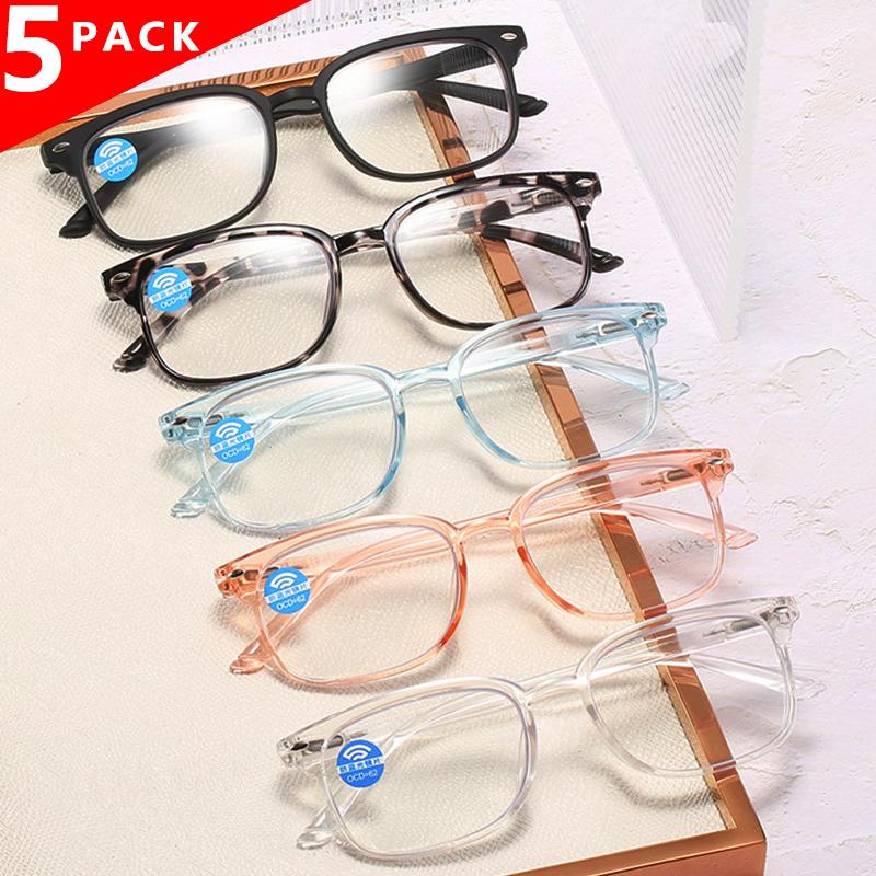 

Sunglasses PACK Fashion Square Anti Blue Light Reading Glasses Unisex Lightweight Eyeglasses Frame High Quality Spring Hinge GogglesSunglass