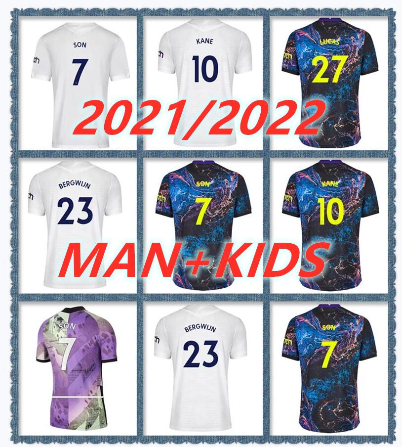

21 22 KANE SON KULUSEVSKI Soccer Jerseys HOJBJERG colorful Away 2021 2022 LUCAS DELE Third 3rd Football kit shirt BRYAN purple tops Men kids sets
