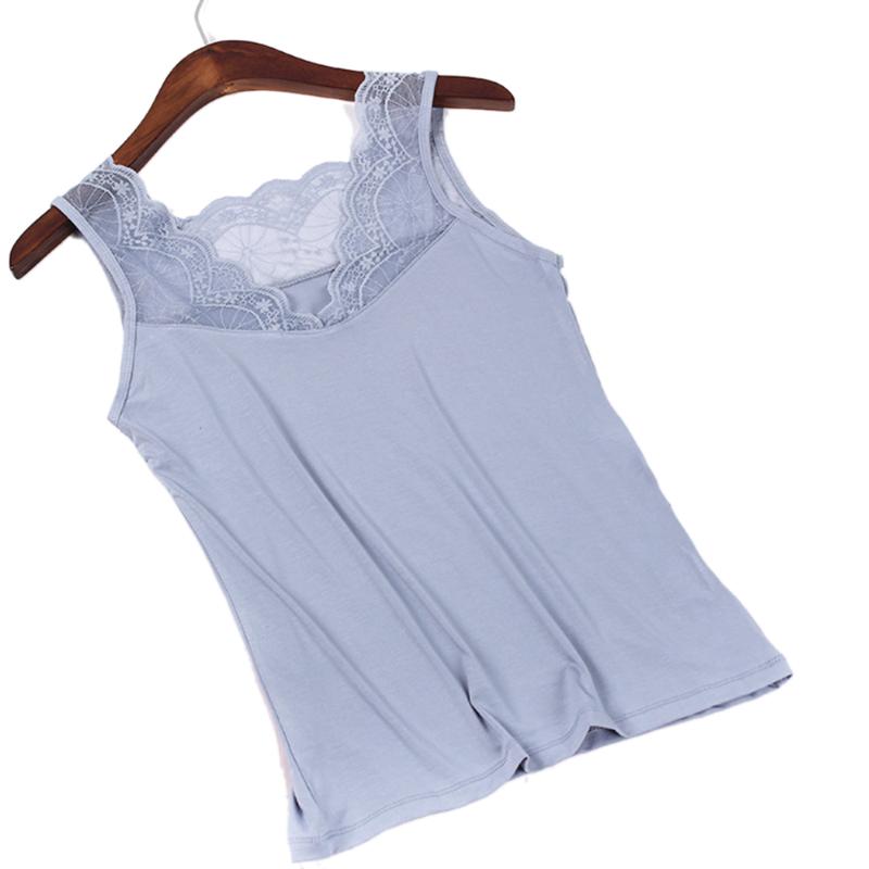 

Women's Tanks & Camis Summer Women Sleeveless V-neck Tank Tops Modal Cotton Lace Female Thin Both Sides Wear Sexy Sling Vest Top Plus Size, White