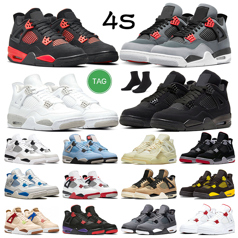 

4 4s men basketball shoes jumpman trainers Red Thunder Black Cat White Oreo University Blue Red Metallic Sail sports sneakers size 36-47, #1 infrared
