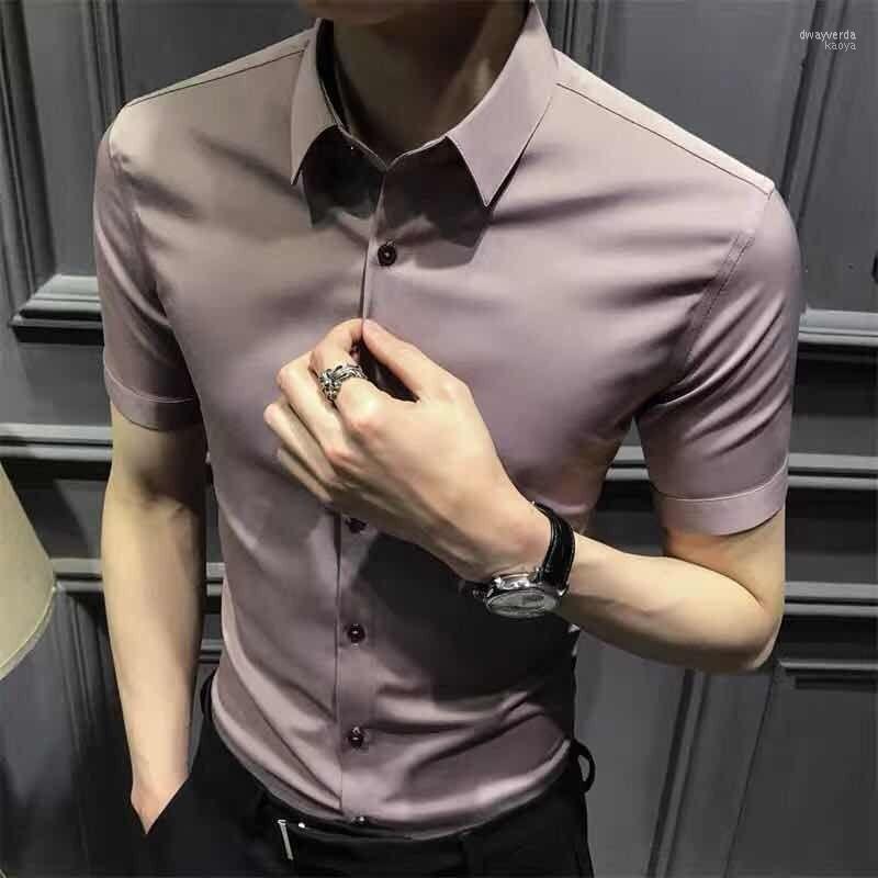 

Short-sleeved Shirt Men's Korean Style Trendy Handsome Summer Thin Casual Slim Half-sleeved Dress Shirts Dway22, White