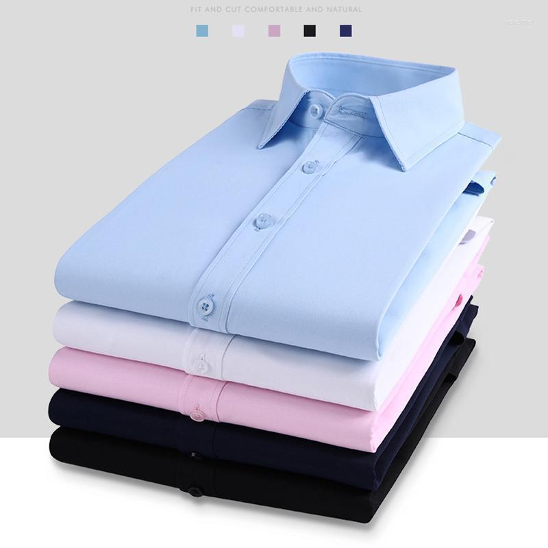 

Men's Dress Shirts Plus Size Mens Long Sleeve Business Formal Shirt Solid Color Slim Fit Male Korean Style Fashion Pocketless ShirtsMen's Ve, Deep blue