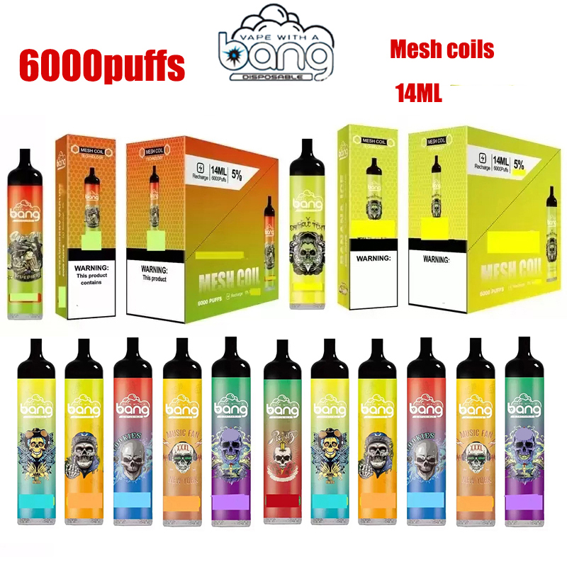 

16500 battery Bang XXL 6000 Puffs Bars Recharge 850mAh Vape Mesh Coil Disposable E cigarettes 14ml Pre-filled Pods Cartridge devices Vaporizer kit Legend