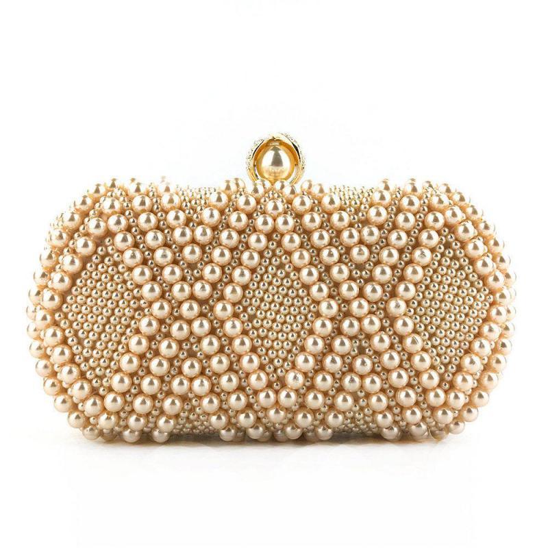 

Evening Bags Handmade Beaded Bag European And American Fashion Ladies Pearl Ling Type Clutch, Photo color