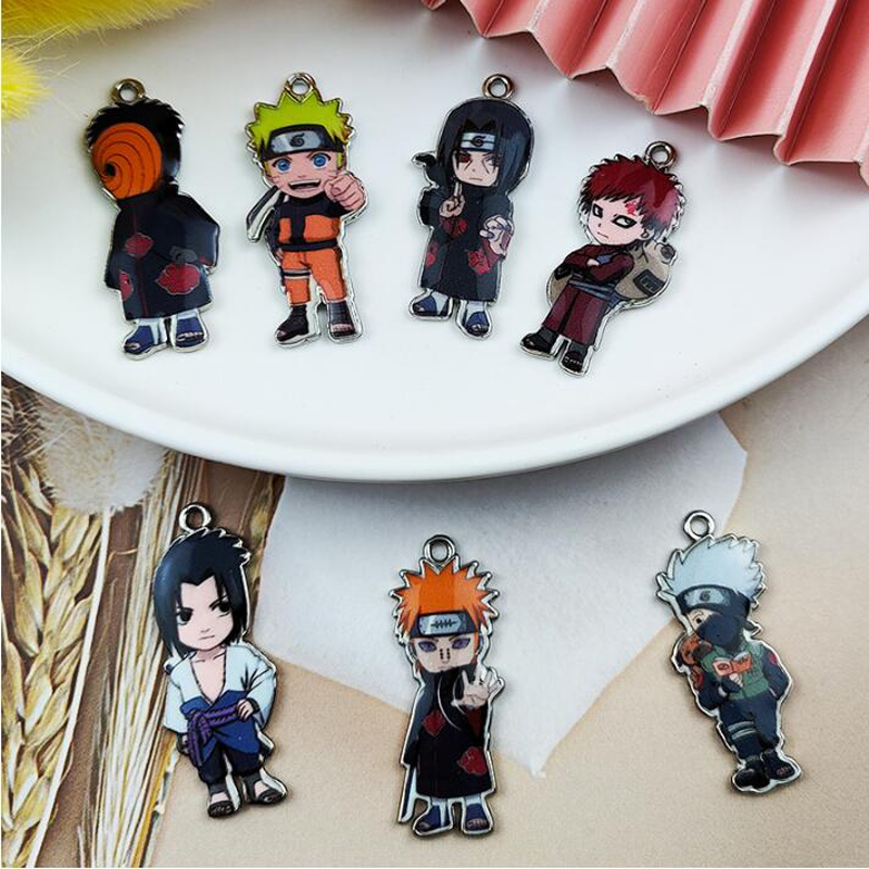

JINGLANG Japanese Anime Naruto Enamel Alloy Earring Charms Hair Accessories Pendant Key Chain Diy Jewelry Accessories