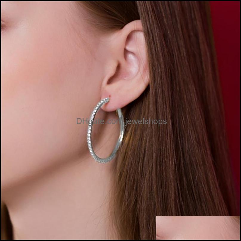 

Hoop Hie Sparkle Big Circle Earrings For Women Bride Wedding Party Earing Sier Color Zircon Fashion Je Jewelshops Dhj4H