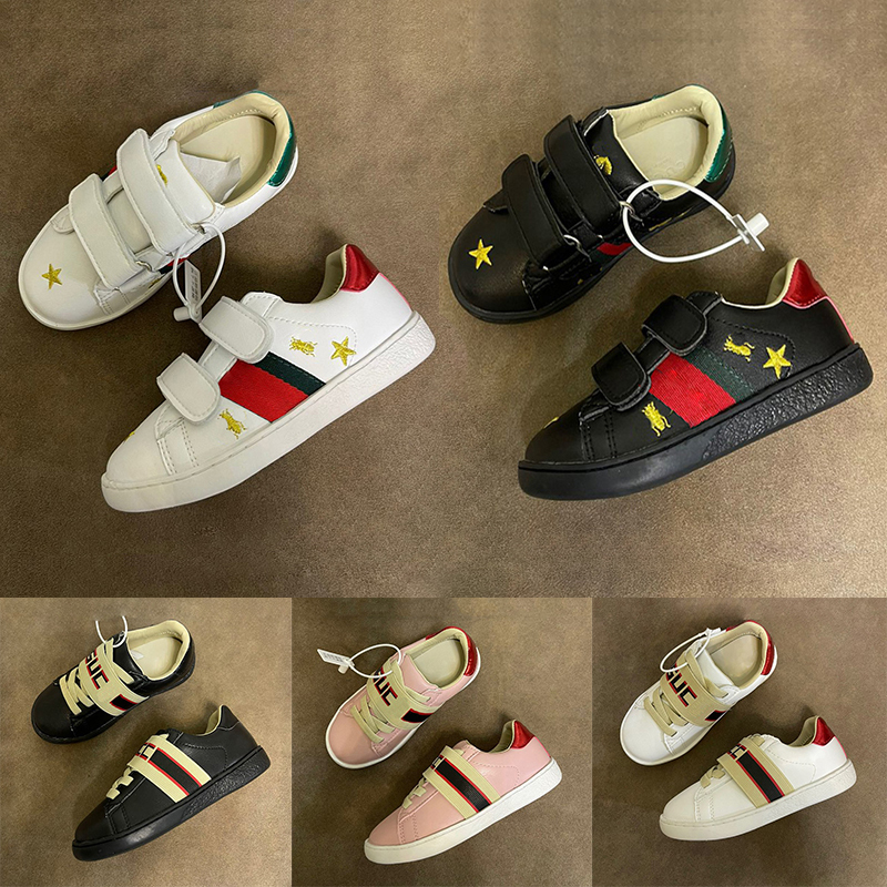 Baskets en cuir pour enfants Ace Chaussures de sport imprimées brodées de créateurs Baskets mode rose étoiles abeilles mocassins brodés perles po