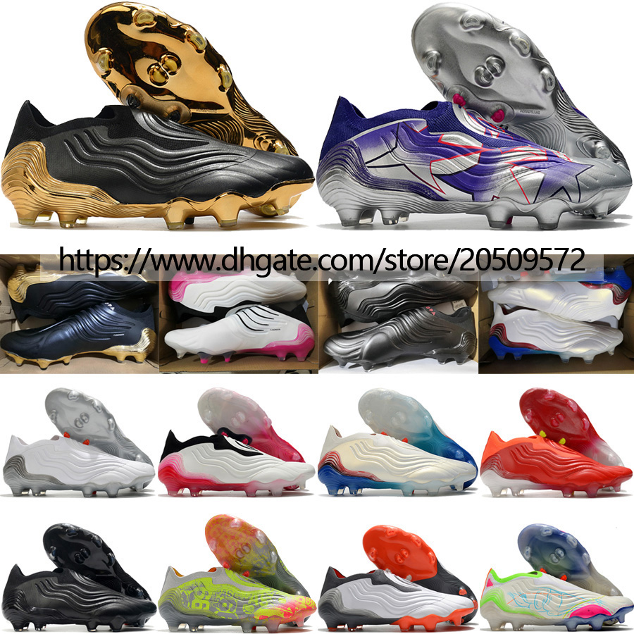 

Send With Bag Football Boots Copa Sense FG Laceless Soccer Shoes Mens High Quality Soft Leather Firm Ground Training Electroplate Socks Football Cleats Size US6.5-11.5