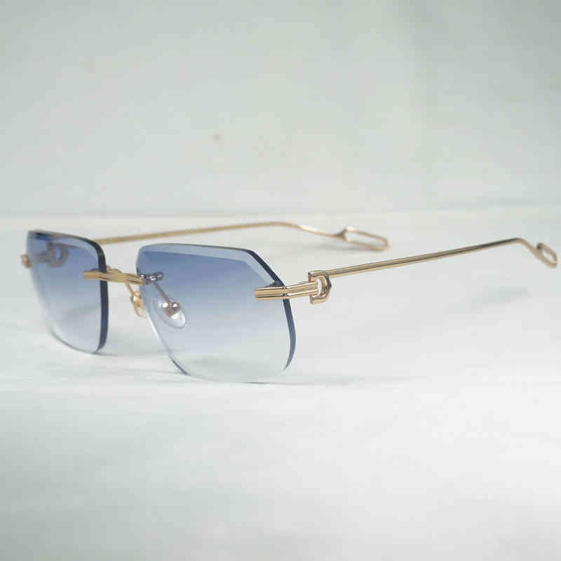 

Vintage Rimless Diamond Cutting Sunglasses Men Oculos Shade Accessories Metal Frame Clear Glasses for Reading Gafas Women