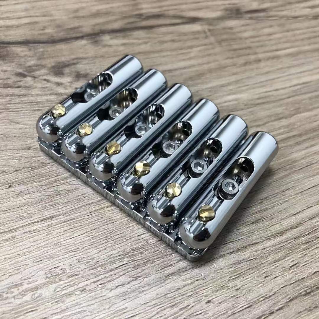 Pont de cordier fixe en laiton à remise professionnelle pour accessoires musicaux de guitare électrique couleur chromée L056