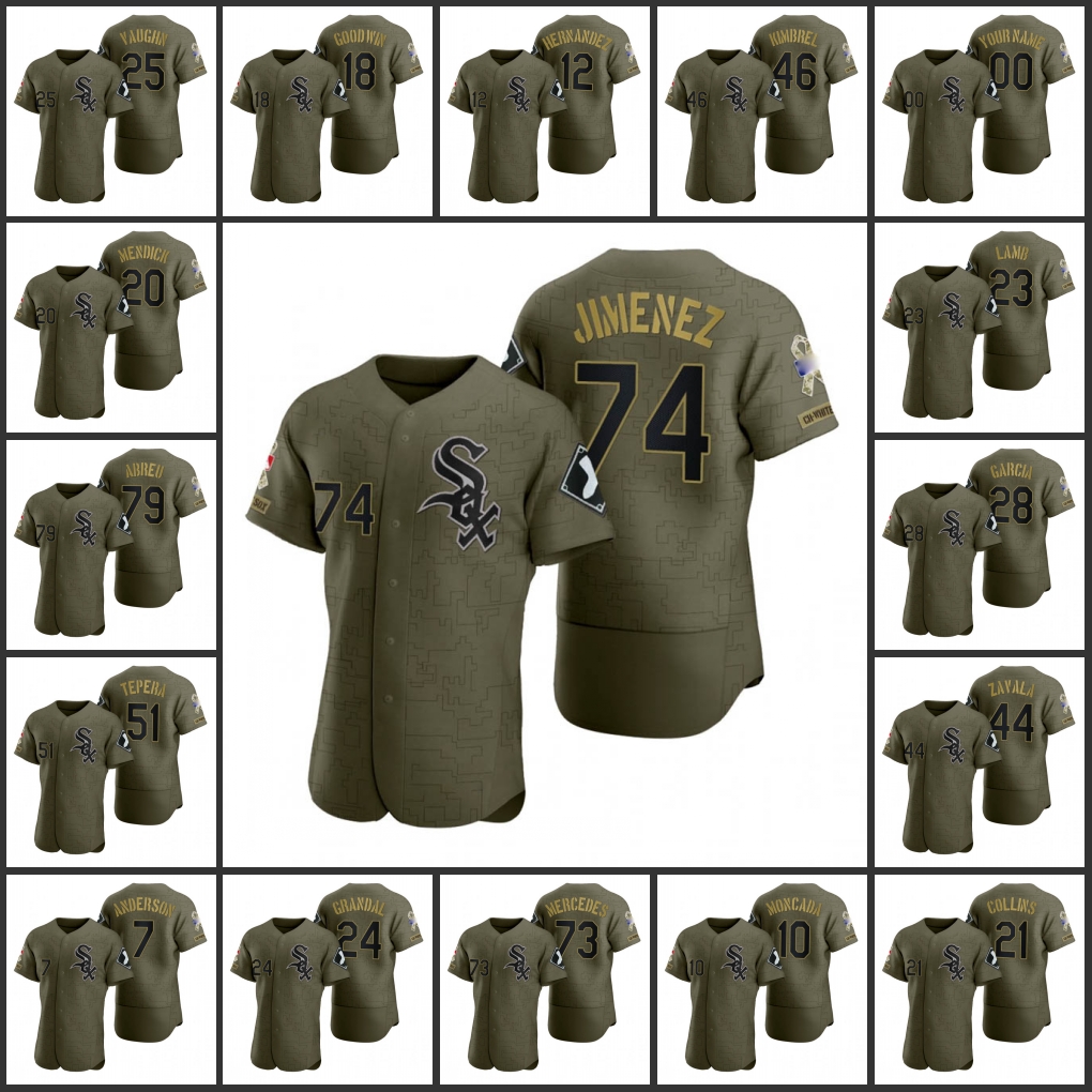 

Chicago White''Sox''Men Women Youth Carlos Rodon Lance Lynn Tim Anderson Yasmani Grandal Leury Garcia Custom Green Salute to Service Digital Camo Jersey