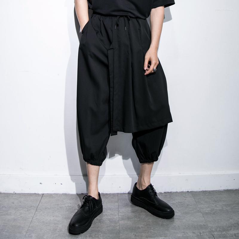 

Men' Pants Classic Dark Super Loose Cover Cloth Culosities Wide Leg Small Foot Large Size Cropped, Black