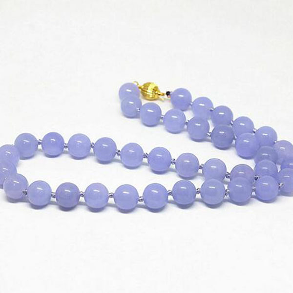 

8mm light purple violet jade round gems beads necklace 18'' AAA