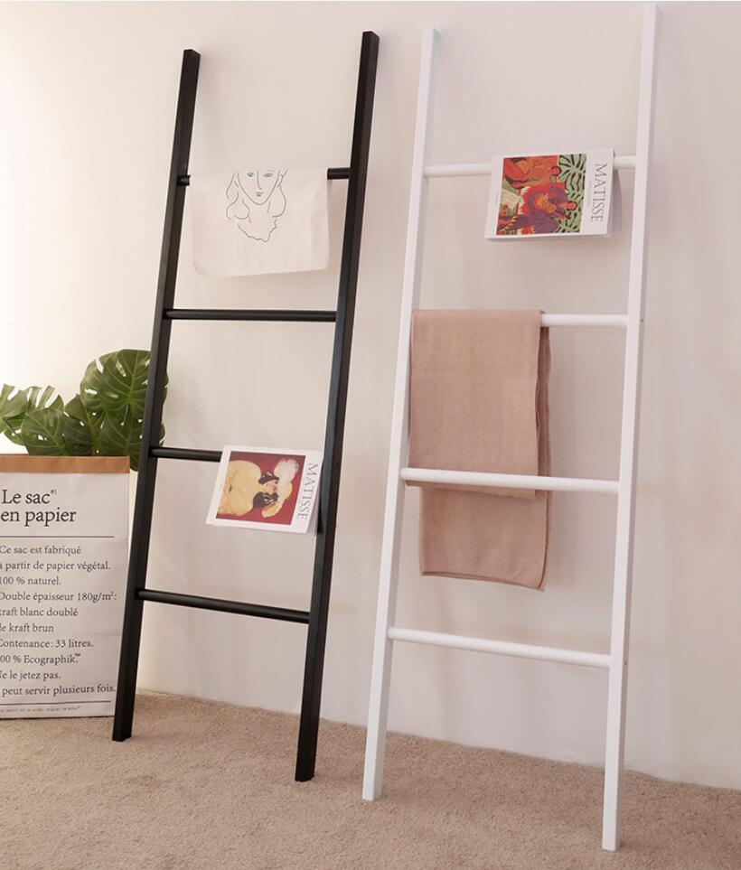 Solid wood floor clothes rack Bedroom Furniture bathroom bath towel rack porch trapezoid wall to save space hanging cloth racks-image-773082477