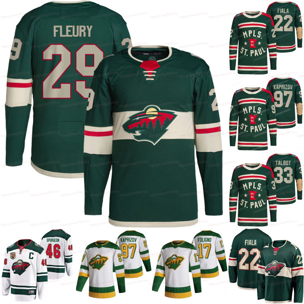 

29 Marc-Andre Fleury Minnesota Jersey Wild Kirill kaprizov Tyson Jost Kevin Fiala Marco Rossi Dubnyk Galchenyuk Zach Parise Johansson Zuccarello, Youth 2022 winter classic