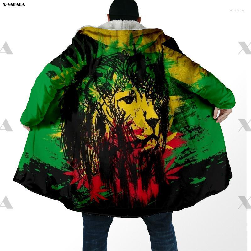 

Men' Wool & Blends Jamaica Lion Flag 3D Printed Hoodie Long Coat Hooded Cloak Thick Down Jacket Parkas Outerwear Cotton Pullovers Dunnes Vi, Amv61