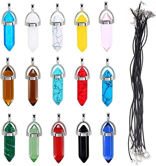 

Pendant Necklaces Fogawa Shape Gemstone Pendants And Black Leather Hexagonal Crystal Healing Point Rainbow Color Quartz Stone Necklac ampip