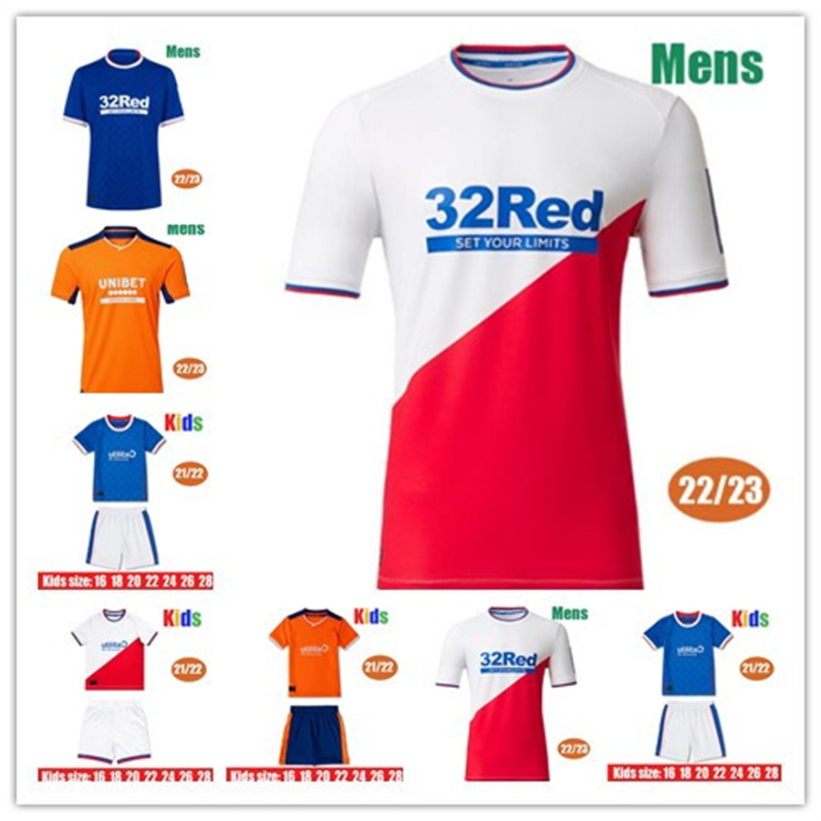 

22 23 Rangers home Soccer Jerseys TAVERNIER MORELOS ROFFE 2022 2023 Glasgow HAGI KENT DAVIS Football Shirt LAWRENCE COLAK ARFIELD Mens Jersey Kids Kit, 2223 third