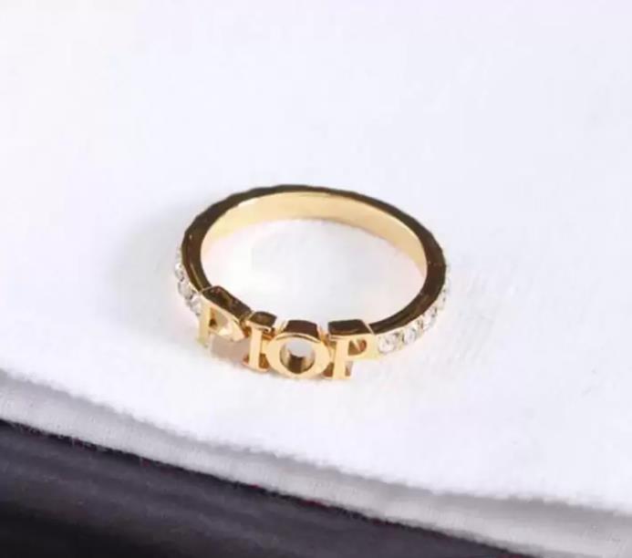 

Fashion cz letter band rings bague for lady women Party wedding lovers gift engagement jewelry With BOX hb