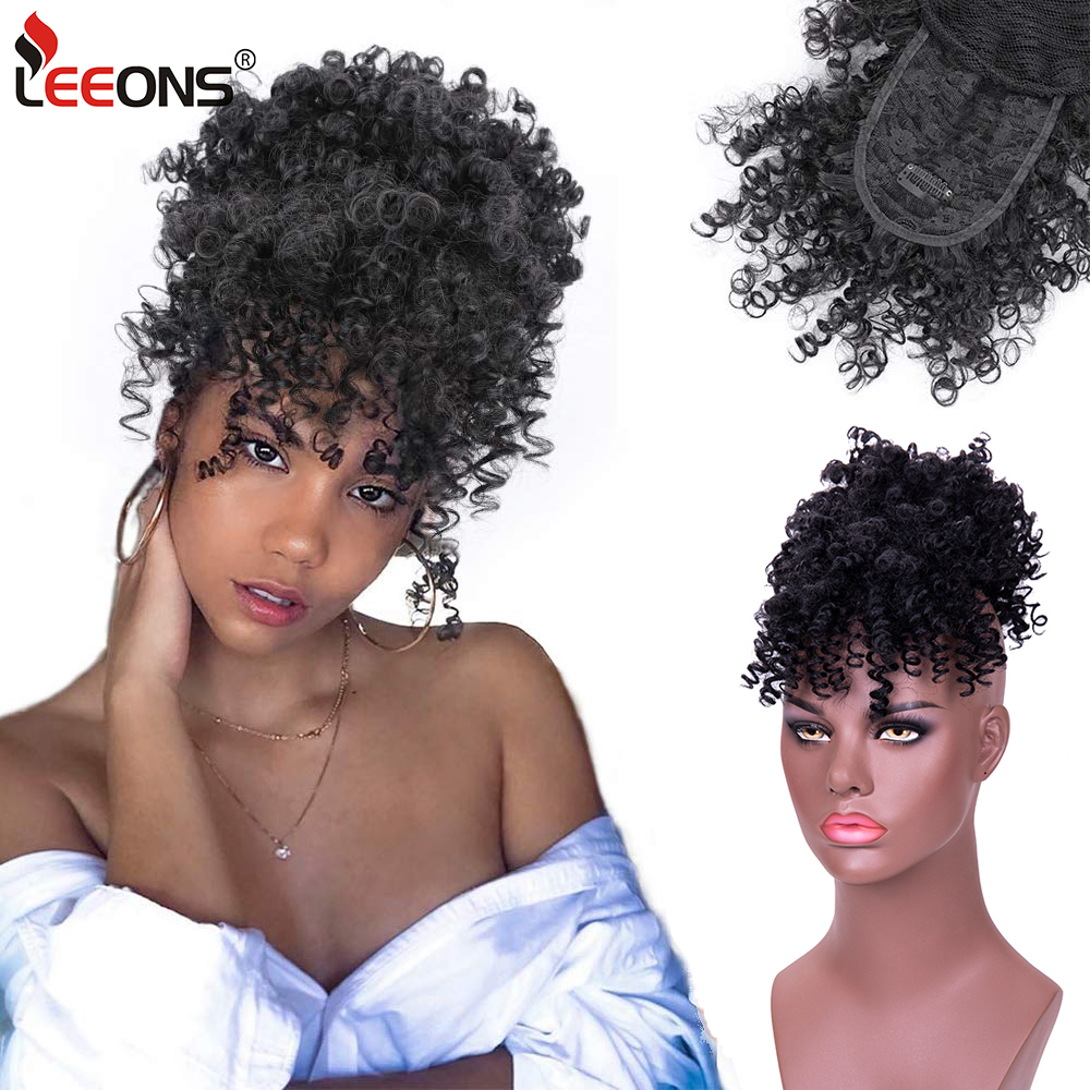 Accessories New High Puff Drawstring Afro Kinky Curly Synthetic Ponytail With Bangs Ponytail Hair Extension Short Afro Kinky Ponytail Costum-image-762268257