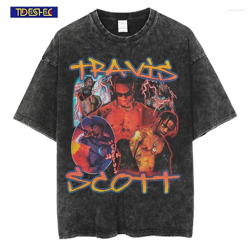 

Men's T-Shirts Men Streetwear Washed T Shirt Harajuku Printed Vintage Short Sleeve Rapper Graphic Tshirt Oversized Hip Hop Ripped Tops TeesM, Black